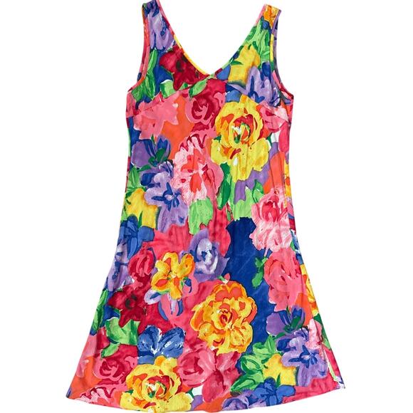 Vintage Hula Moon by Jams World Splendor Multicolor Floral Midi Dress Size Large - Picture 1 of 11